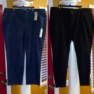 2 for $20 Blue and Black Terra & Sky Women's Repreve Classic Straight Leg Jeans